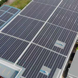 Top view image of the solar panels of the Kimberly-Clark manufacturing facility in Singapore.