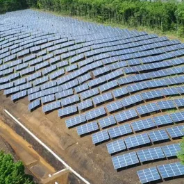 Image of the ground-mounted solar farm in Nishi, Japan.