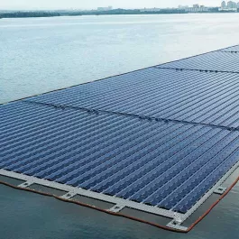 An image of the Singapore offshore floating photovoltaic panel.
